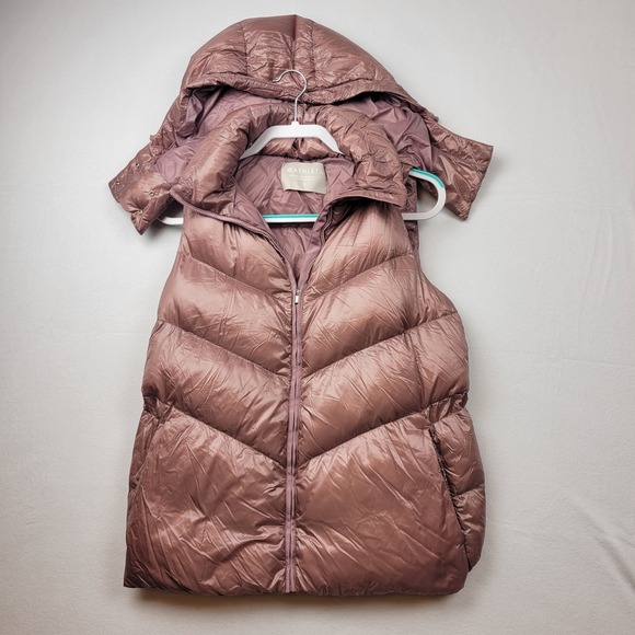 Athleta Jackets & Blazers - Athleta Womens Down Puffer Vest Hooded Rose Mauve Size Small Lightweight Hiking